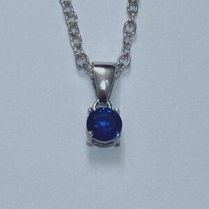 Effy Dark Blue Crystal Pendant Silver Tone Necklace